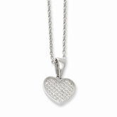 Sterling Silver 925 Heart Necklace with CZ Brilliant Embers - 18
